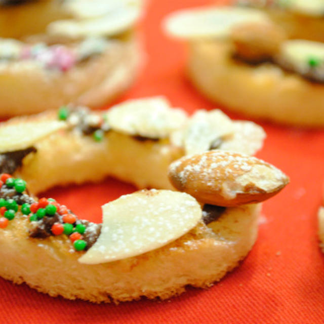 食パンで♪クリスマス リース ラスク ☆