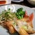白身魚と長ねぎの春巻き。中華プレート。