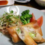 白身魚と長ねぎの春巻き。中華プレート。