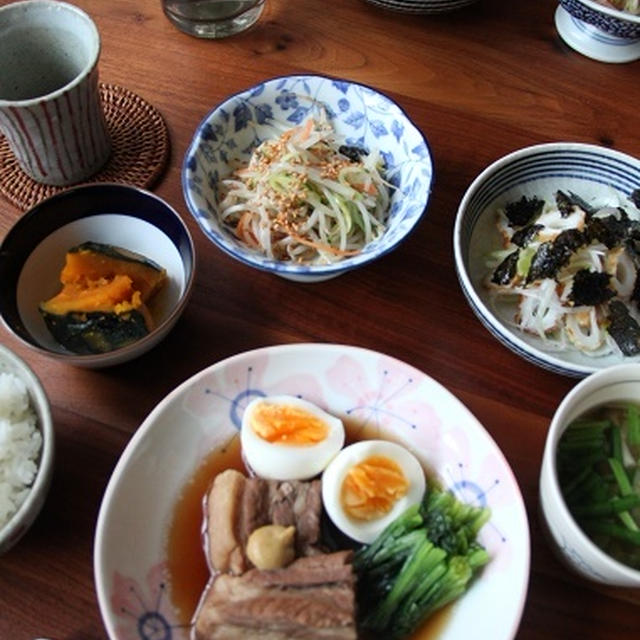 豚の角煮 と さっぱり、長ねぎサラダ。