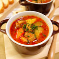彩り野菜とマッシュルームの旨みたっぷり♪チキントマトスープ　Chicken vegetable tomato soup with white mushroom -Recipe No.1496-