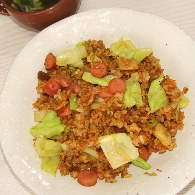 カップ麺でさっくさくカレーそば飯