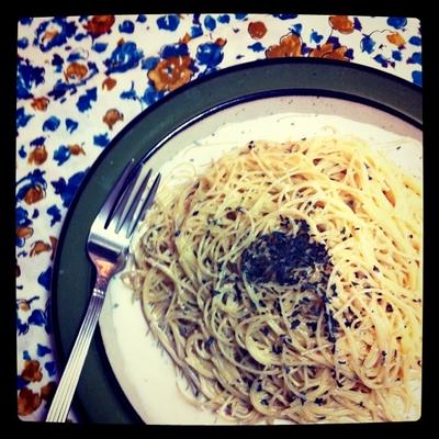 バジル味噌の冷製クリームパスタ