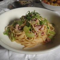 いかの塩辛とセロリのパスタ