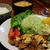 豚肉の甘辛焼き　にんにくチップスのせ（おおいたクッキングアンバサダー）。梅干し完成。