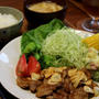 豚肉の甘辛焼き　にんにくチップスのせ（おおいたクッキングアンバサダー）。梅干し完成。