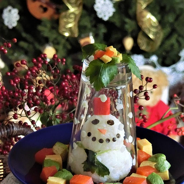 スノードーム風 雪だるまのデコちらし寿司 クリスマス By Bibiすみれさん レシピブログ 料理ブログのレシピ満載