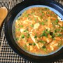 ご用意5分。大変満足なネギ豆腐トマト卵カレー餡かけ（糖質7.6g）