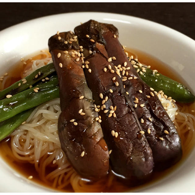 野菜の焼き浸しそうめん