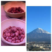 シャトルシェフで金時豆を煮ました!!今朝の富士山です