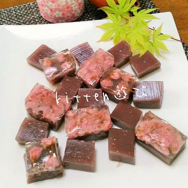 桜の花の水羊羹 By Kitten遊びさん レシピブログ 料理ブログのレシピ満載