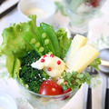 春野菜のパフェ風サラダ。