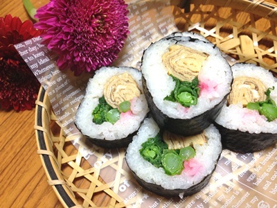 菜の花と甘辛たまごの巻き寿司