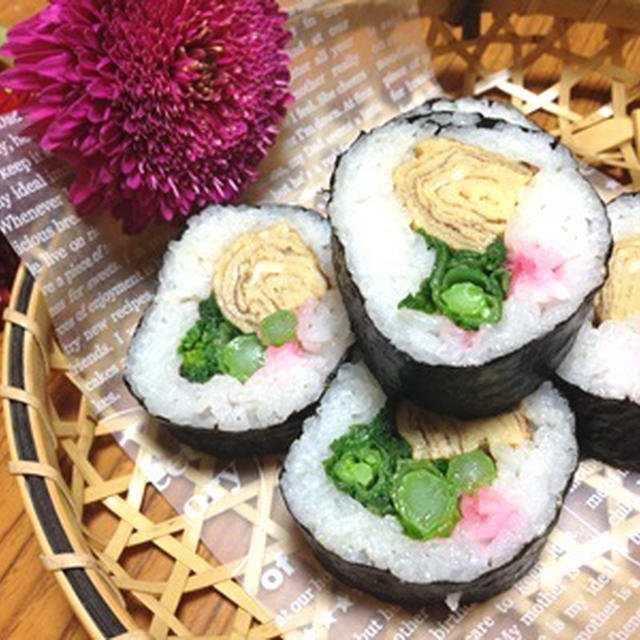 菜の花と甘辛たまごの巻き寿司