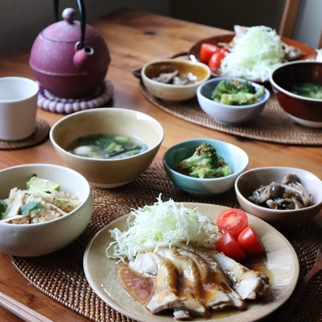 あんかけ鶏チャーシュー と 松茸ごはん・献立。ロッククッキー。