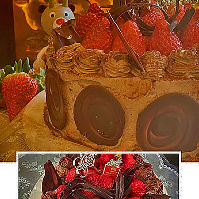 今年最後のクリスマスケーキは苺たっぷりのチョコレートケーキ・・豪華にできました!!