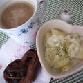 お手軽♪朝カフェごはん。ポテトスープ＆ショコラソイラテ♪