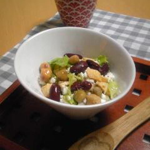 5分レシピ☆お豆とタケノコのサラダ
