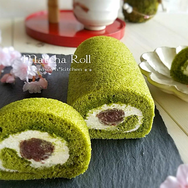 抹茶とあんこのロールケーキ By Smile N Kitchenさん レシピブログ 料理ブログのレシピ満載