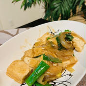 夕食は簡単チャプチェに合わせ節約レシピで一品厚揚げの中華うま煮♪♪