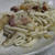 ごぼうとベーコンのうどんパスタ