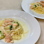 ランチはちょっとだけ残った秋鮭で鮭とブロッコリーのクリームパスタ!!今朝の富士山