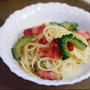 ゴーヤとベーコンのパスタ