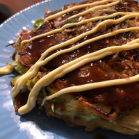 キャベツたっぷり♪フライパンで★ふっくらお好み焼き（焼きそば入りだから広島焼き！？）♪