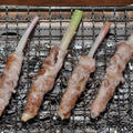葉生姜の豚肉巻の炭火焼