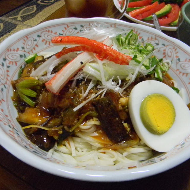 冷麦でビビン麺　晩ご飯