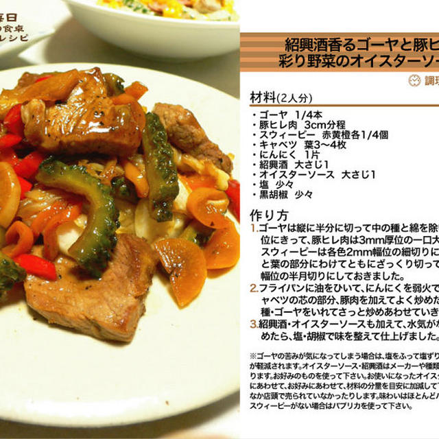 紹興酒香るゴーヤと豚ヒレ肉と彩り野菜のオイスターソース炒め -Recipe No.988-