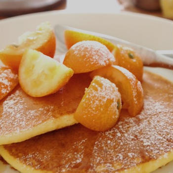 金柑のっけ♪リコッタチーズのパンケーキ