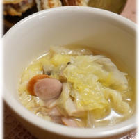 早ゆでパスタで、春キャベツのスープ。