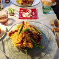 筍と蛍イカのスパゲティと赤い硝子のお皿。 by mosnogohanさん