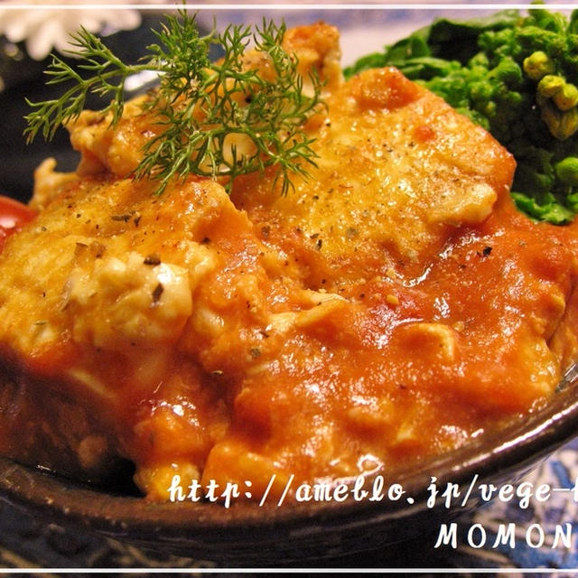 豆腐ピカタ丼♪菜の花トッピング