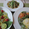塩締めの鯛と長芋、オクラのカルパッチョ＆玉蜀黍ご飯など　♪名残の夏野菜で♪