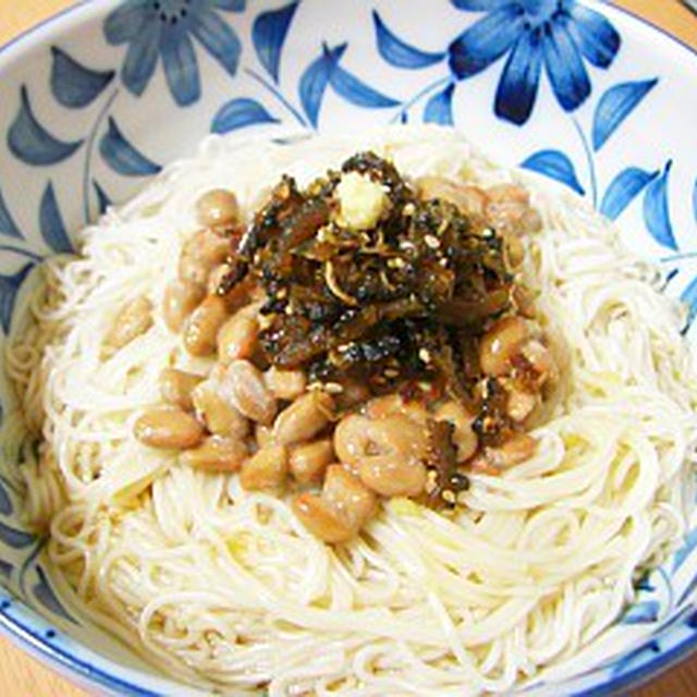 納豆とゴーヤ佃煮の生姜あんかけにゅうめん レシピブログ