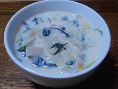 冬野菜の豆乳スープ