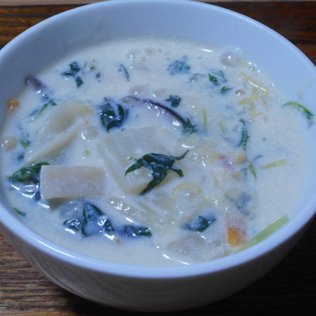 冬野菜の豆乳スープ