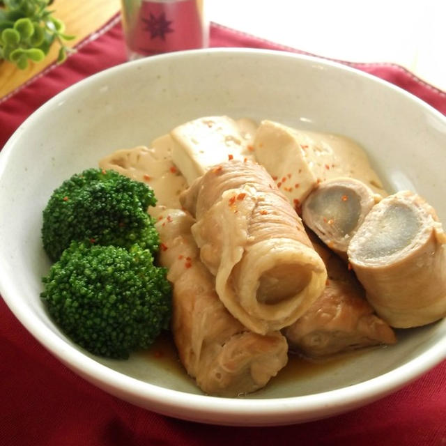 豚巻きごぼうと豆腐の角煮風 By まんまるらあてさん レシピブログ 料理ブログのレシピ満載
