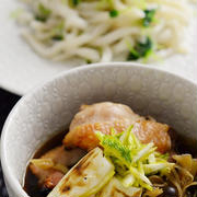 ＜冷凍うどんで鶏汁つけ麺＞