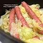 *【レシピ】キャベツとソーセージのレモンバター蒸し煮*