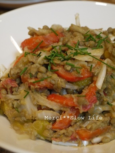 レンズ豆と焼きパプリカのマリネ風サラダ