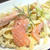 キャベツとスモークサーモンのパスタ