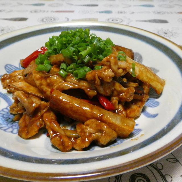 大根と豚肉の甘味噌炒め