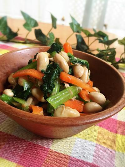 小松菜と大豆のサラダ