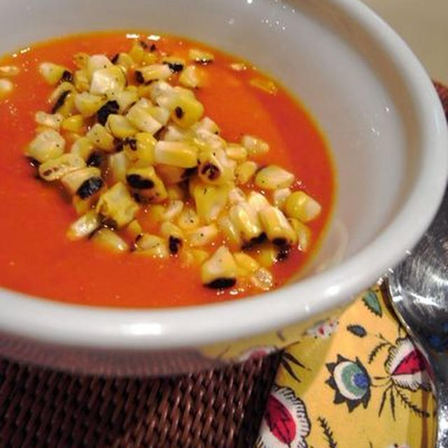 冷静トマトスープ w/焼きトウモロコシ
