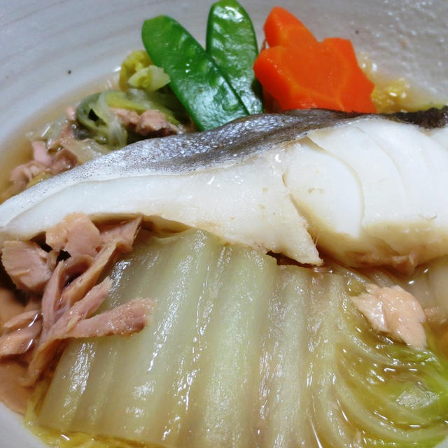 白菜と鱈（たら）のフライパン蒸し