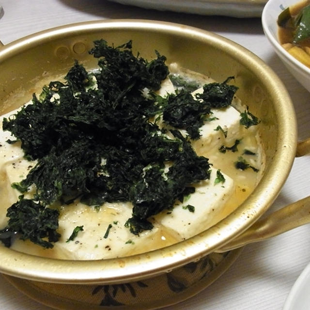 地海苔塩麹温豆腐・鶏と万願寺唐辛子のカレー南蛮風