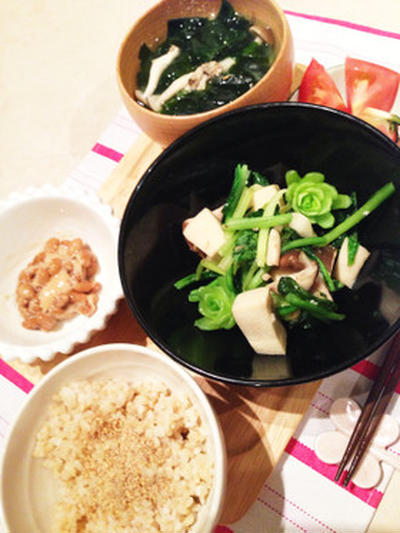 小松菜と高野豆腐のカルシウムたっぷり炒め